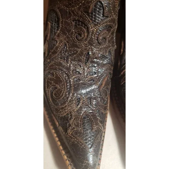 Corral Vintage Leather Inlay Pointed Toe Cowgirl Boots C2109 Size 7.5M in EUC! - Picture 6 of 12